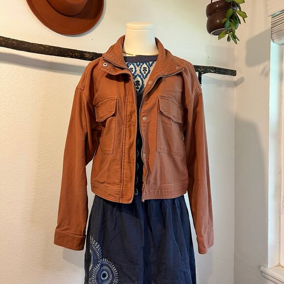 Abercrombie & Fitch Pink Cotton Utility Cargo Cropped Zip Up Jacket Size XL - Picture 11 of 11